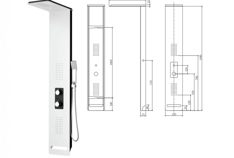 Tuš panel Bianco Nero 