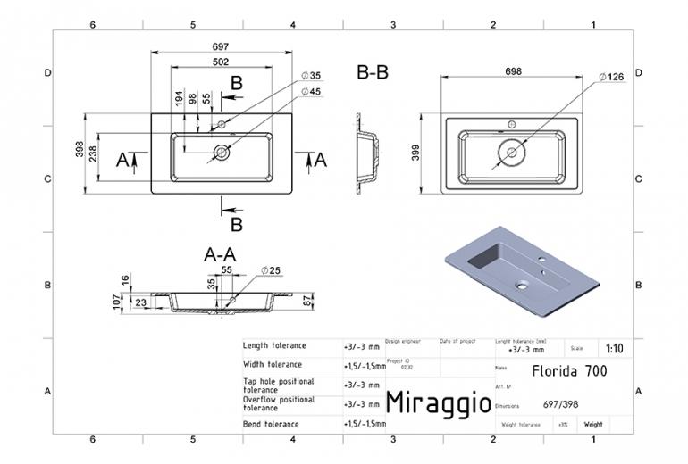 Umivaonik Florida 700
