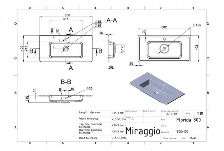 Umivaonik Florida 800