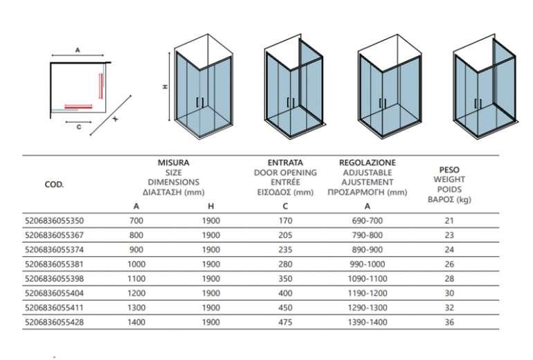 Tuš kabina Efe 100 Oro 80x80