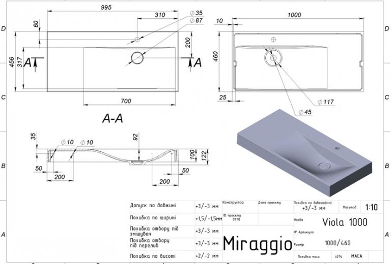 Umivaonik Viola 100 R