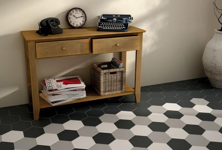  Hexatile Negro Mat 17,5x20