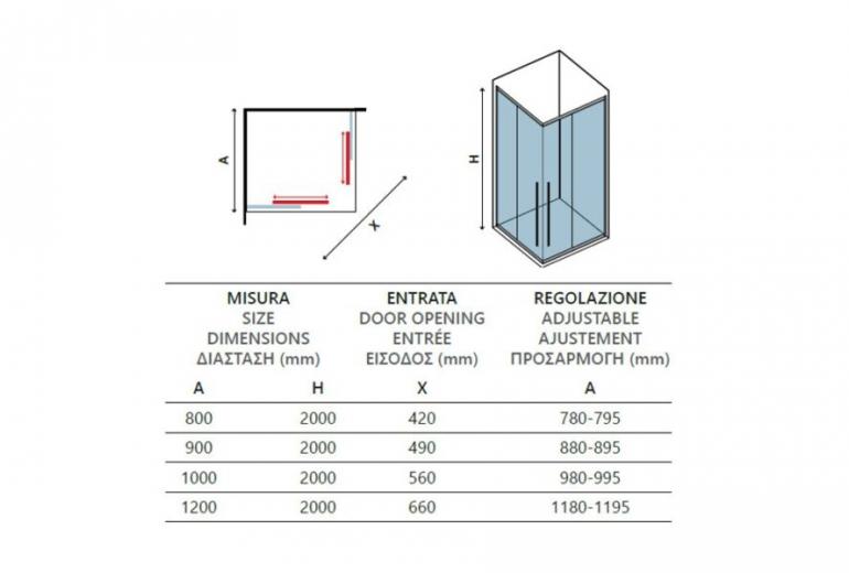 Tuš kabina Santorini 100 Nero - 90x90