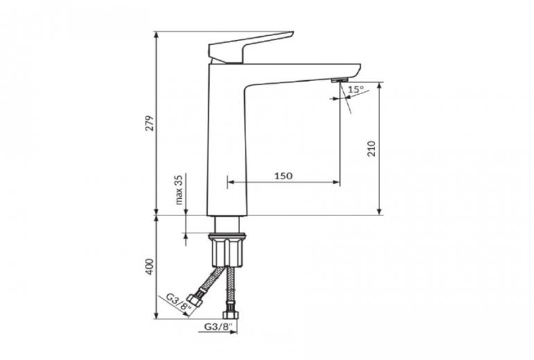 Slavina za umivaonik Stolz Krom Nero Visoka