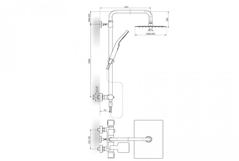 Tuš panel S2 Black Termostatski