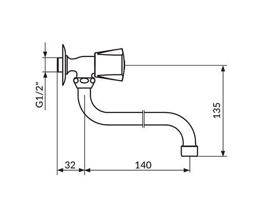 Slavina za hladnu vodu Keramic 140