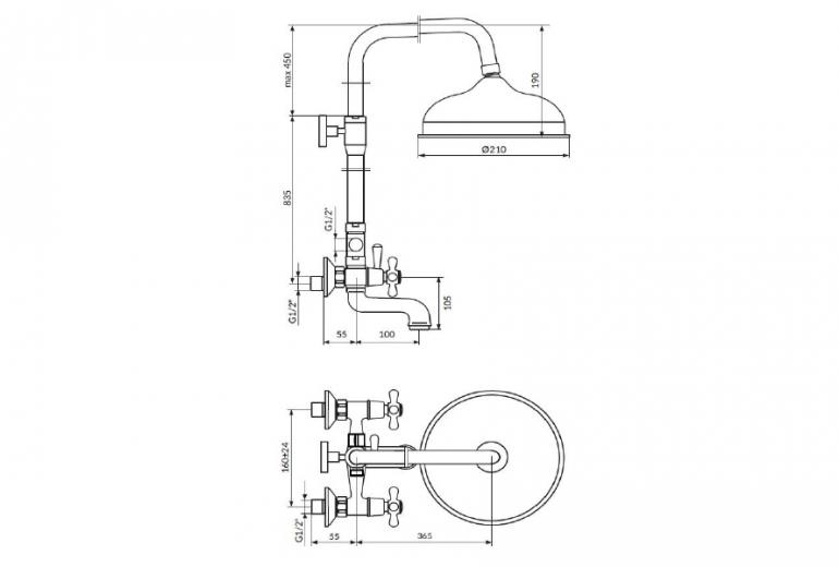 Tuš panel Bronte sa izljevom