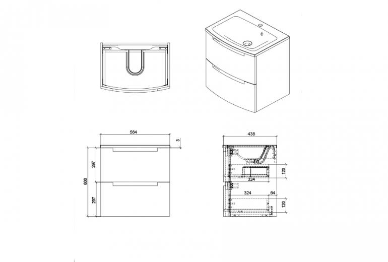 Ormarić s umivaonikom Headway 60 zidni