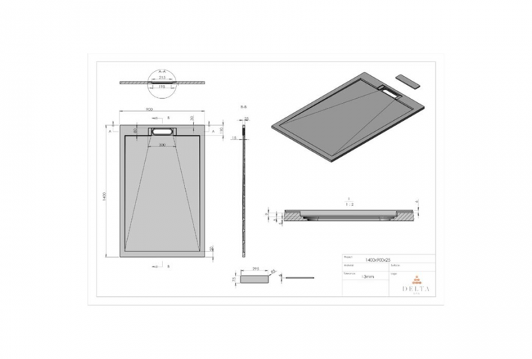 Tuš kada Stone 80x120 antracit
