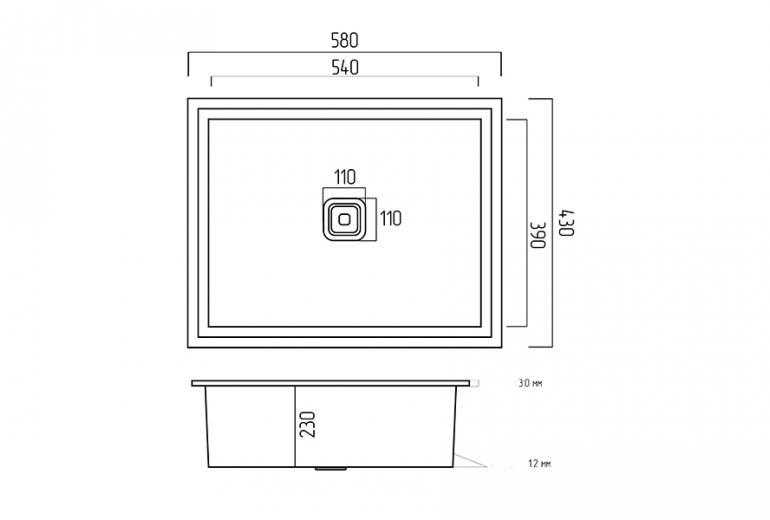 Handmade HSB 58x43 Black Ugradbeni