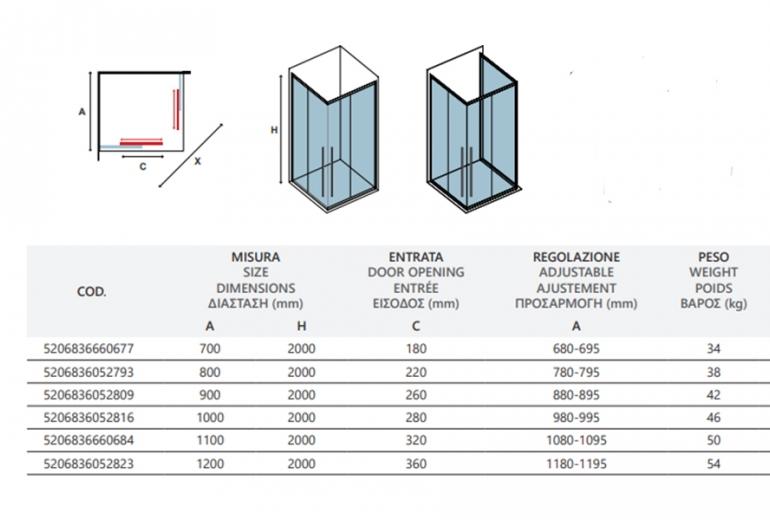 Tuš kabina Santorini 100 - 90x110