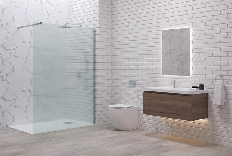 Tuš stijena Walkin 1 cromo flute 80x200