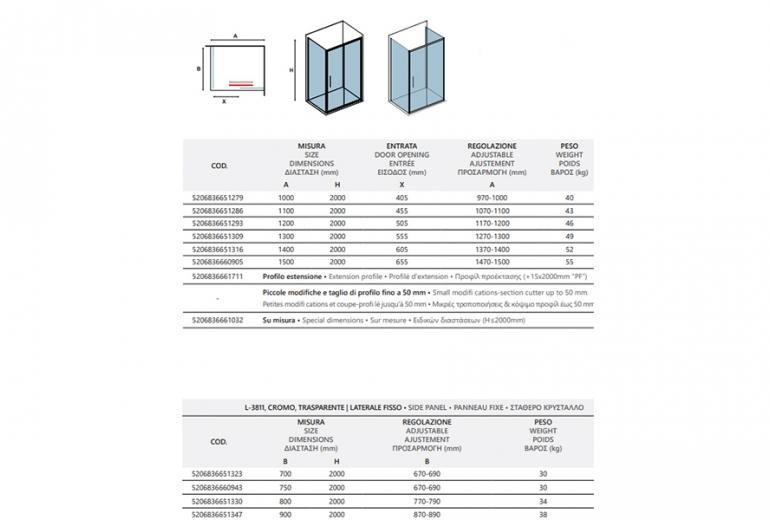 Tuš kabina Lea 400 krom 70x120