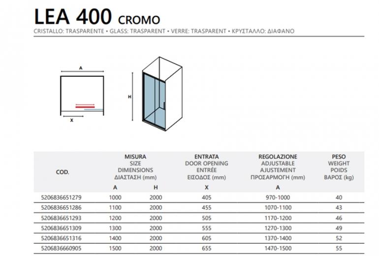 Tuš vrata Lea 400 130