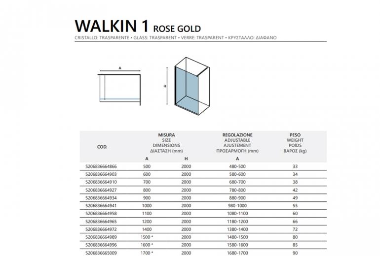 Tuš stijena Walkin 1 Rose Gold 80x200
