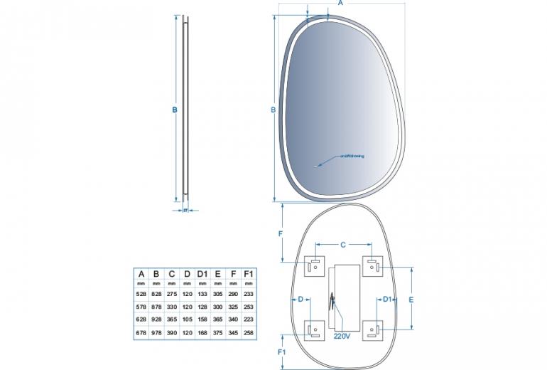 Ogledalo Anella 90x60 Hands Free