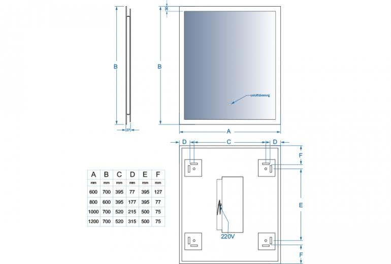 Ogledalo Alberto 80x60 Hands & Fog Free