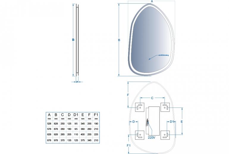 Ogledalo Fiore 70x100 Hands & Fog Free
