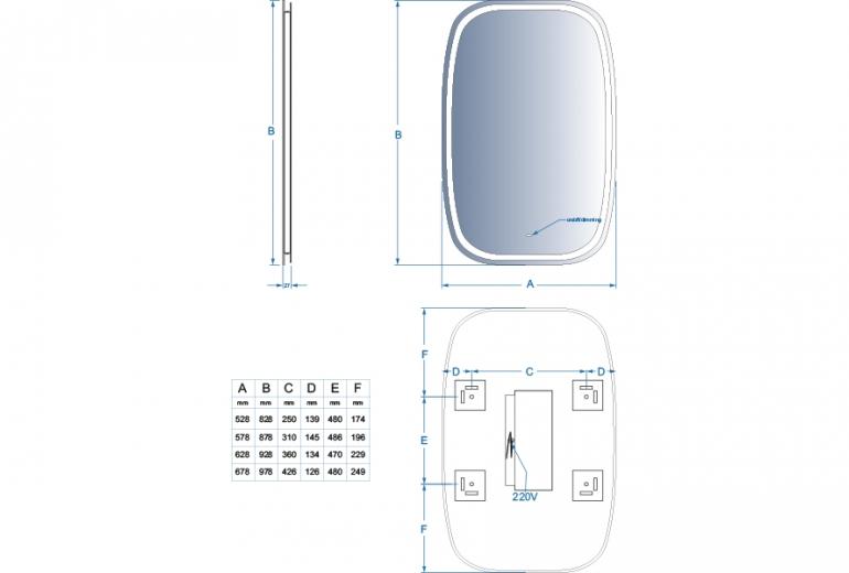 Ogledalo Magnolia 55x85 Hands Free