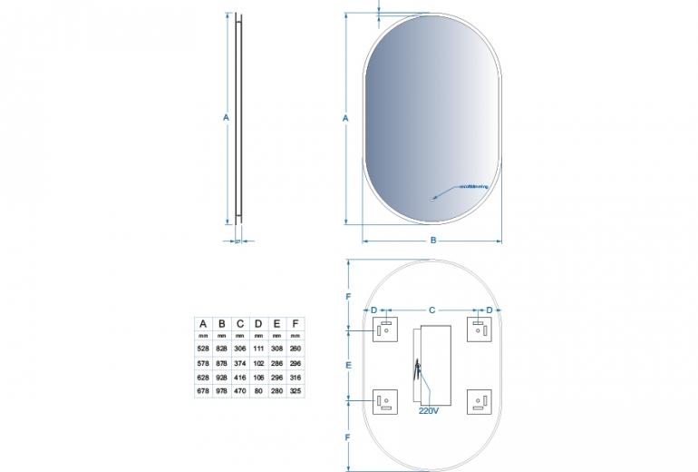 Ogledalo Eliza 100x70 Hands Free