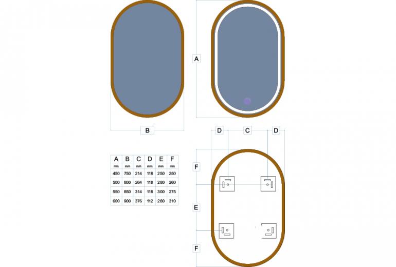 Ogledalo Freedom Slim 90 Hrast
