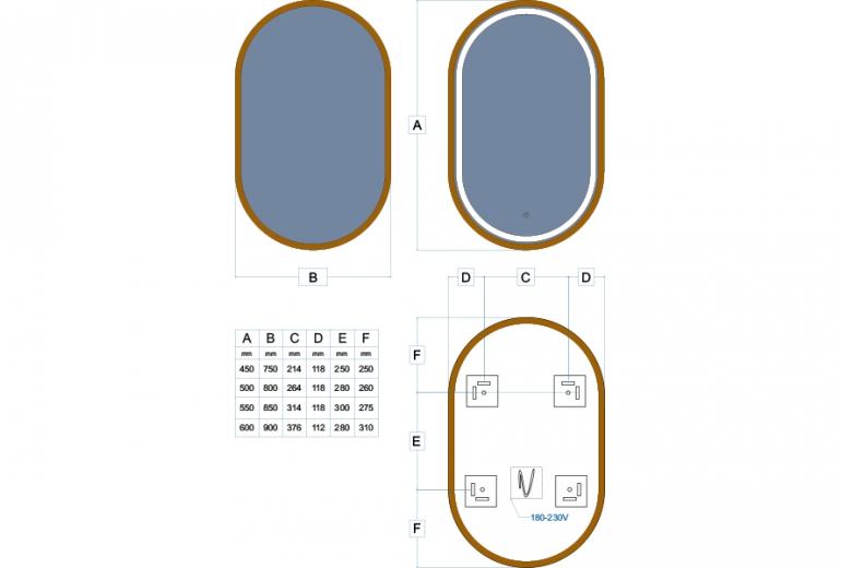 Ogledalo Freedom Slim 50 Hrast LED