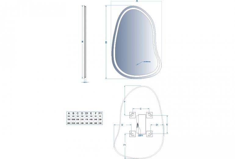 Ogledalo Lago 70x105 Hands Free