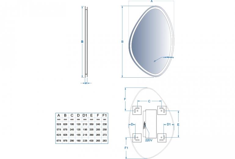 Ogledalo Malva 55x85 Hands Free