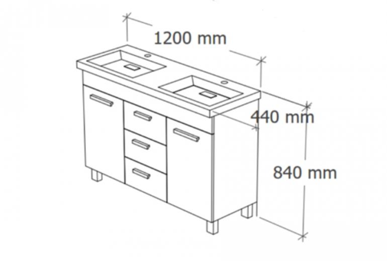 Ormarić s umivaonikom Flat 120 podni