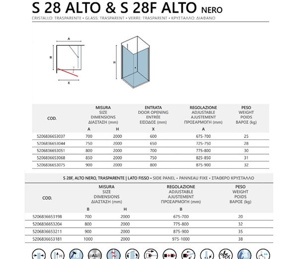 S28 Alto Free Nero Clear 90x90