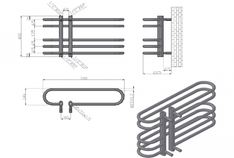 Radijator Dora 70x40 Nero