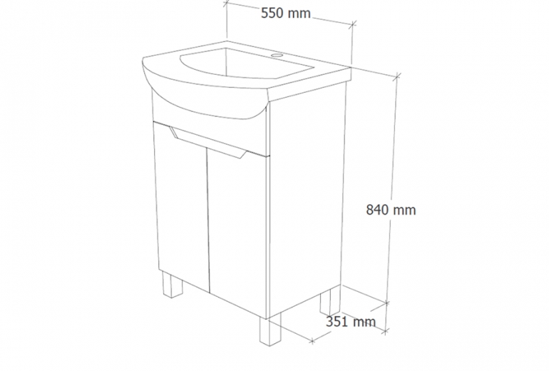 Ormarić s umivaonikom River PVC 55 podni