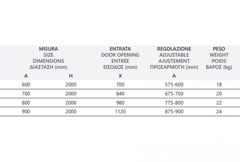 Tuš vrata S7 Porta 70x200 Nero