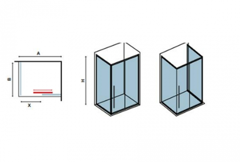 Tuš kabina Santorini 500 Nero - 70x150