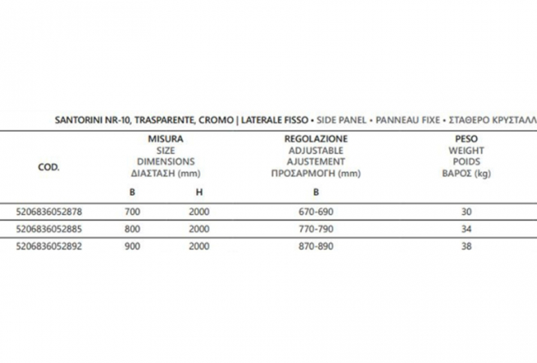 Tuš kabina Santorini 500 Nero - 70x150