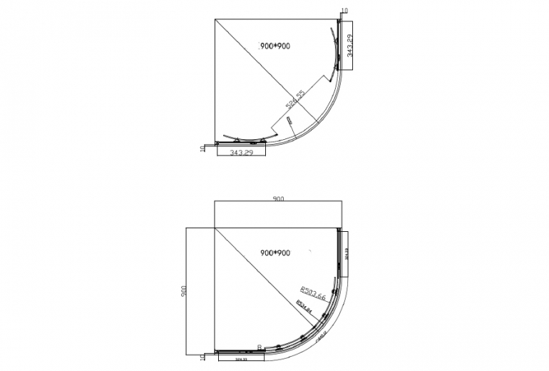 Tuš kabina B-Line 90x90x195 Nero polukružna