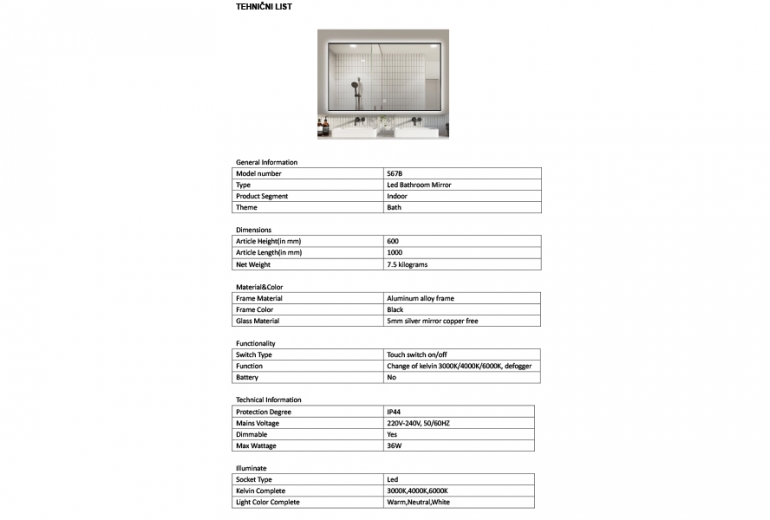 Kiara 100 Nero LED Fog free
