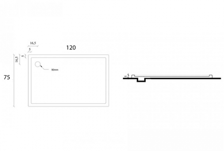 Tuš kada Nova 75x120 sa sifonom