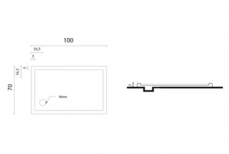 Tuš kada Nova 70x100 sa sifonom