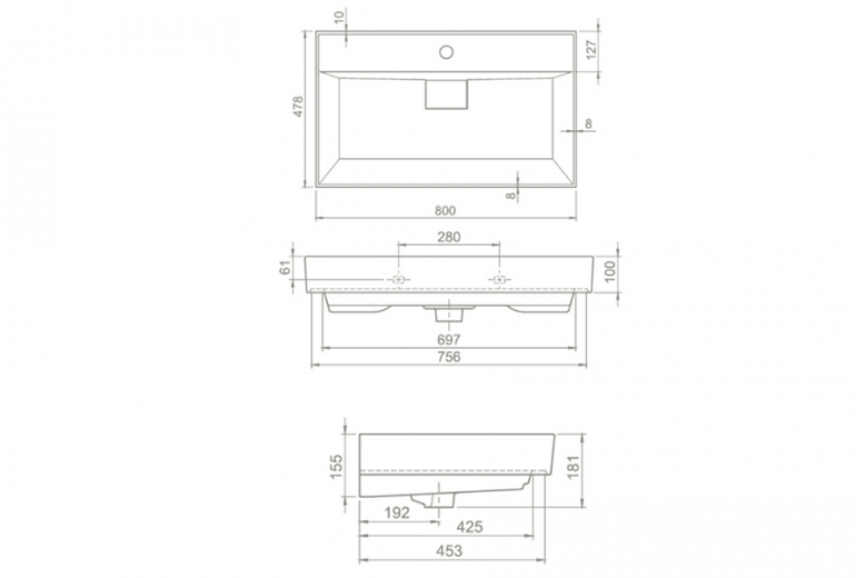 Umivaonik Sharp 80