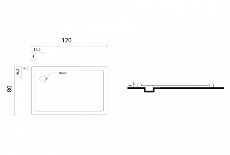 Tuš kada Nova 80x120 sa sifonom