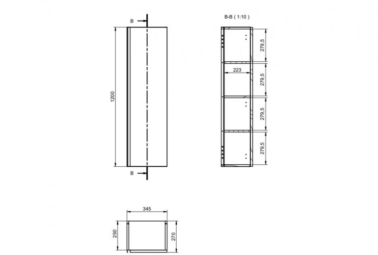 Ormar Granada zidni Costa crne ručkice