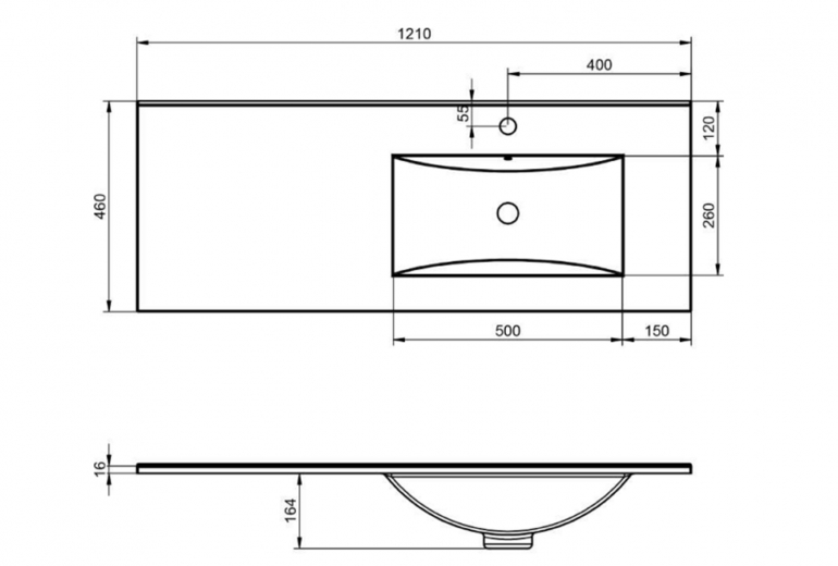 Umivaonik Flat 120 Right Basin